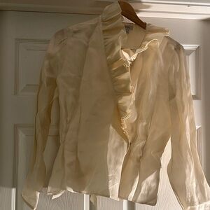 Elegant Cream Ruffle Blouse Kay Uger 12
